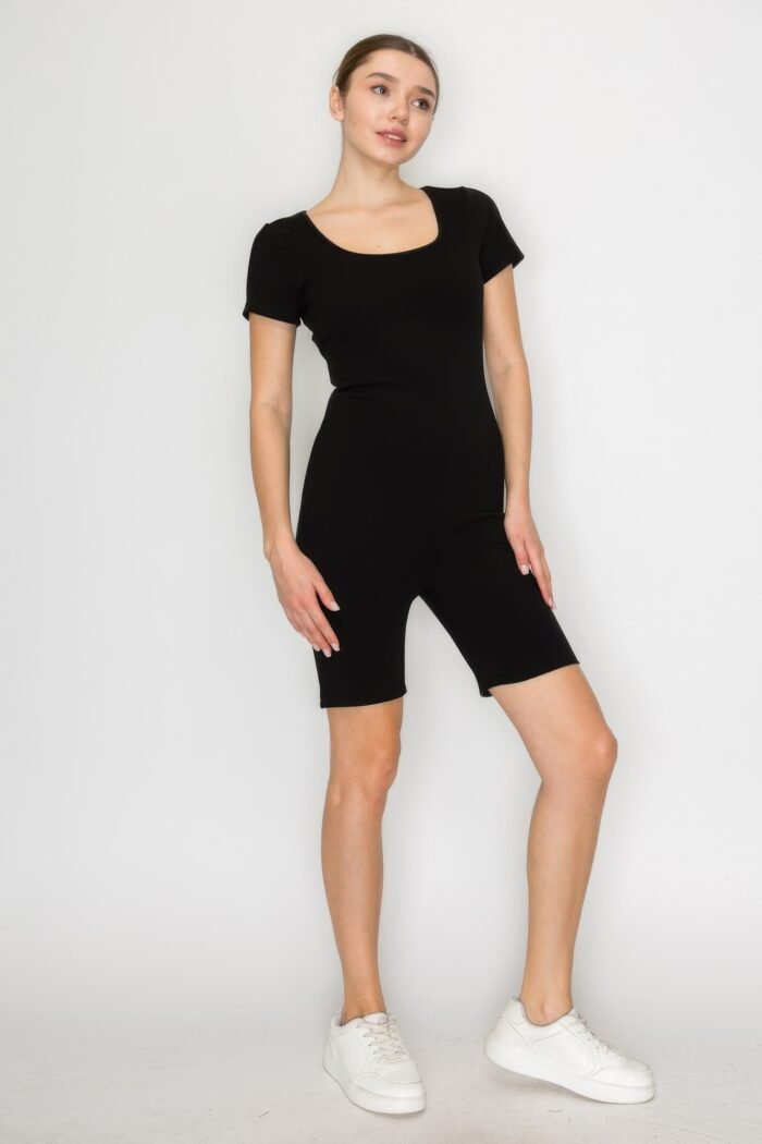 Scoop Short Sleeve Rib Romper - Image 7