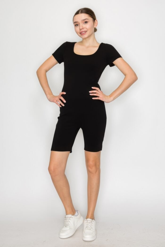 Scoop Short Sleeve Rib Romper - Image 8