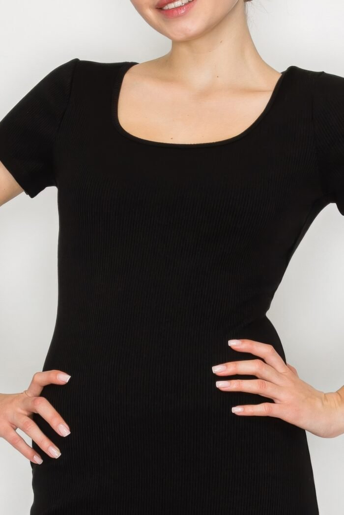 Scoop Short Sleeve Rib Romper - Image 9