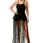 Crochet Dress – Black Crochet Dress with Bottom Fringe
