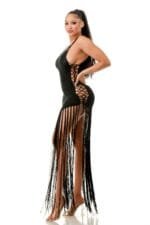 Crochet Dress – Black Crochet Dress with Bottom Fringe