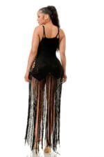 Crochet Dress – Black Crochet Dress with Bottom Fringe