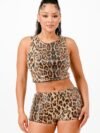 Animal Sequin Cropped Top And Hot Pants Set