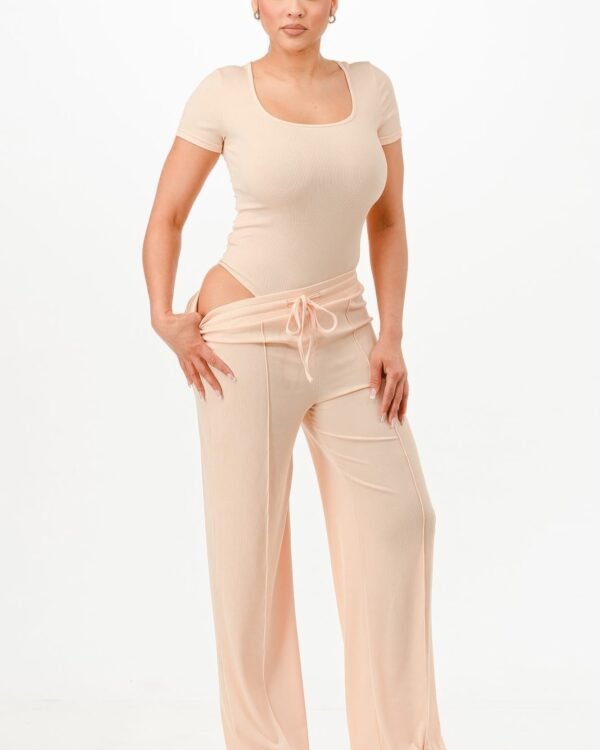 Ribbed Bodysuit And Pants Set