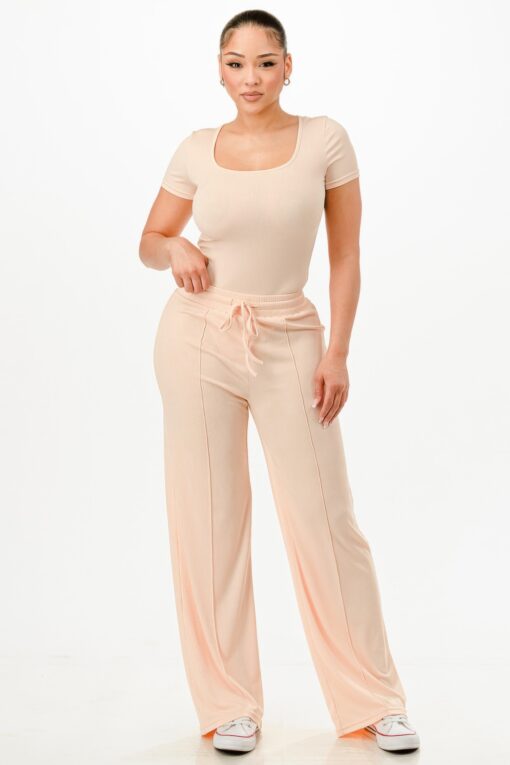 Ribbed Bodysuit And Pants Set - Image 3