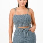 Denim Tank Top And Matching Short Set