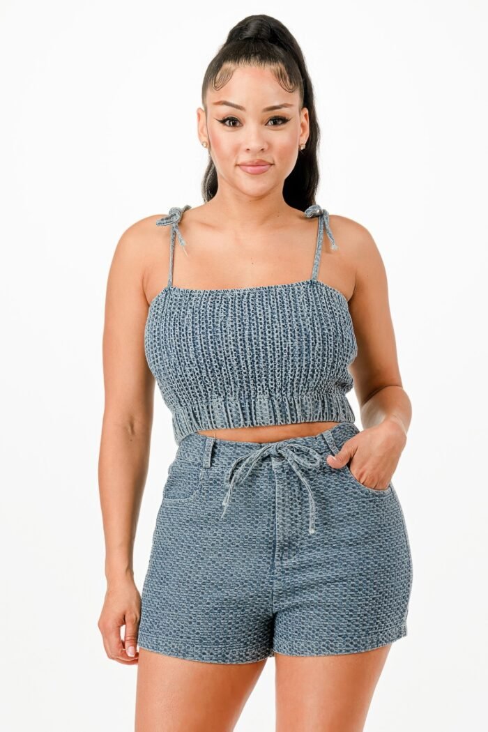 Denim Tank Top And Matching Short Set - Image 1