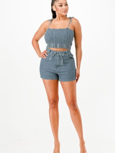 Denim Tank Top And Matching Short Set
