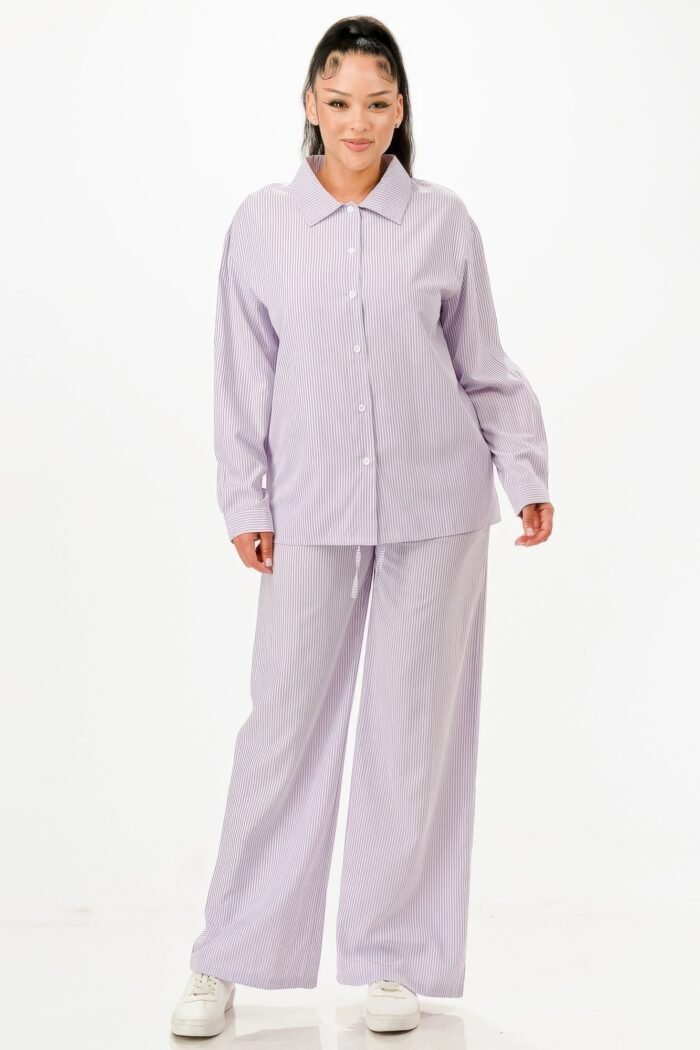 Pinstripe Shirt And Pant Set - Image 10