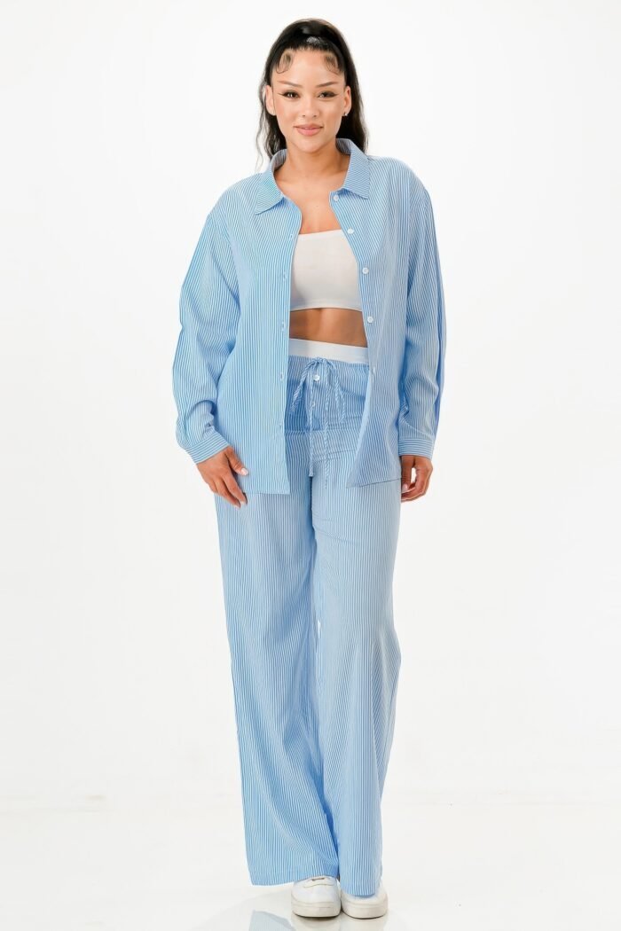 Pinstripe Shirt And Pant Set - Image 5