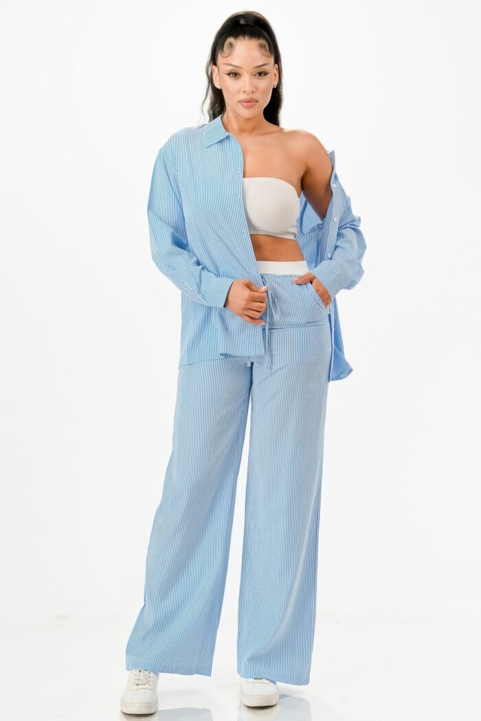 Pinstripe Shirt And Pant Set - Image 6