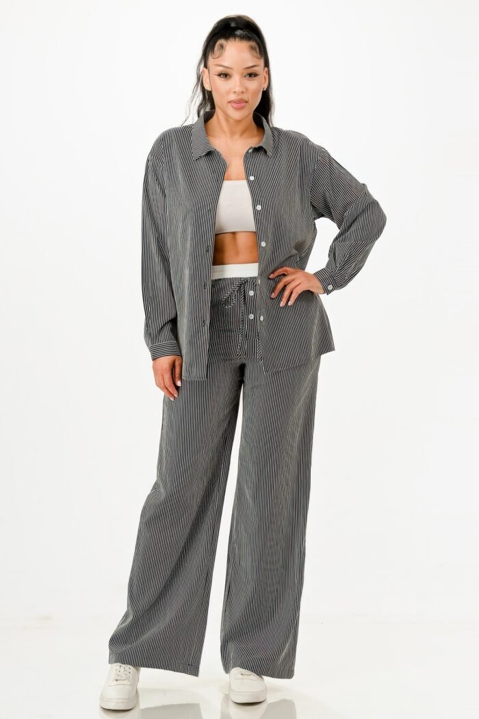 Pinstripe Shirt And Pant Set - Image 2