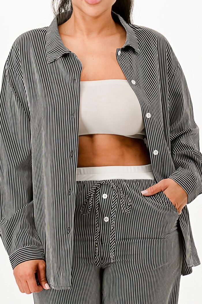 Pinstripe Shirt And Pant Set - Image 3