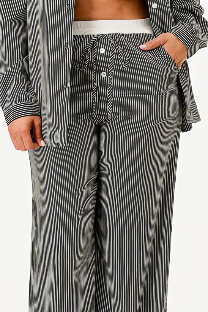 Pinstripe Shirt And Pant Set - Image 4