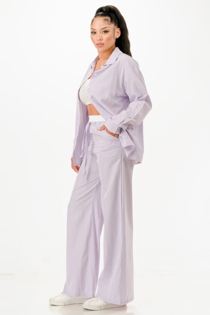 Pinstripe Shirt And Pant Set - Image 12