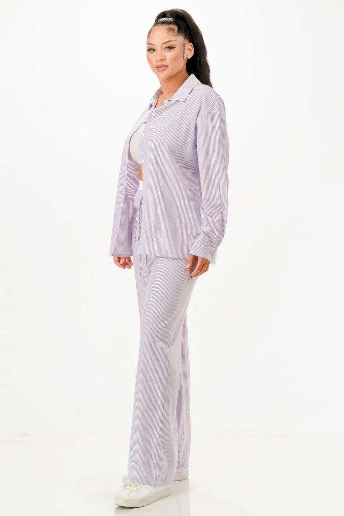 Pinstripe Shirt And Pant Set - Image 13