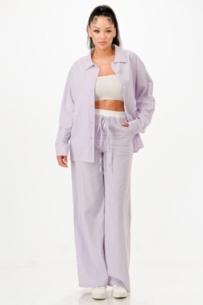 Pinstripe Shirt And Pant Set - Image 14