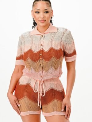 Knit Cardigan Short Set