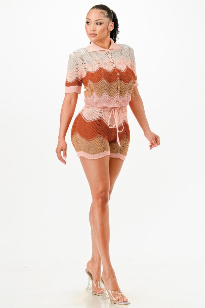 Knit Cardigan Short Set - Image 3