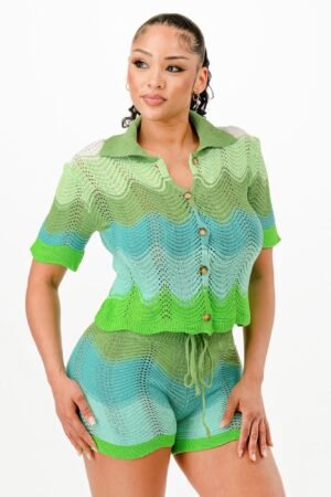 Knit Cardigan Short Set