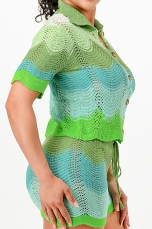 Knit Cardigan Short Set