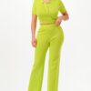Cropped Polo Sweater Shirt And Pants Set