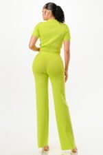 Cropped Polo Sweater Shirt And Pants Set - Image 5