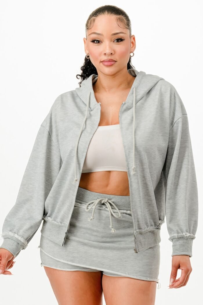 Zipped Hooded Jacket And Skort Set - Image 1
