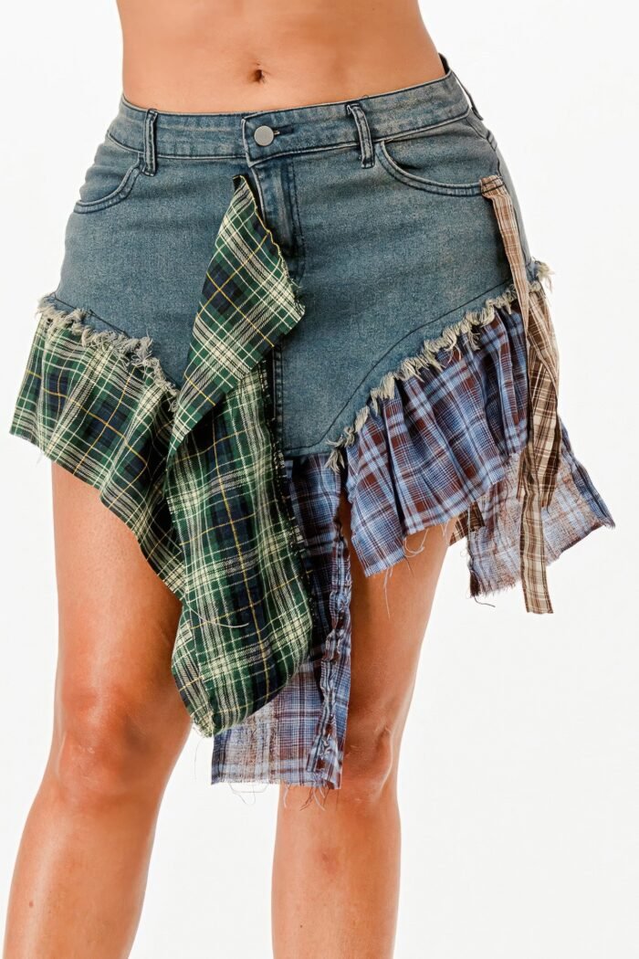 Flannel Denim Skirt - Image 3