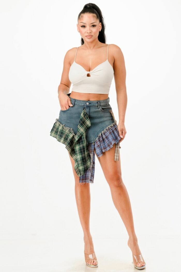 Flannel Denim Skirt - Image 4