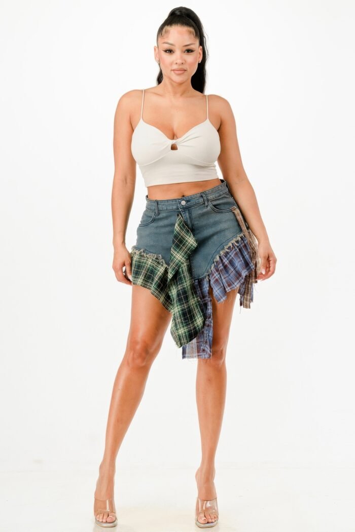 Flannel Denim Skirt - Image 6