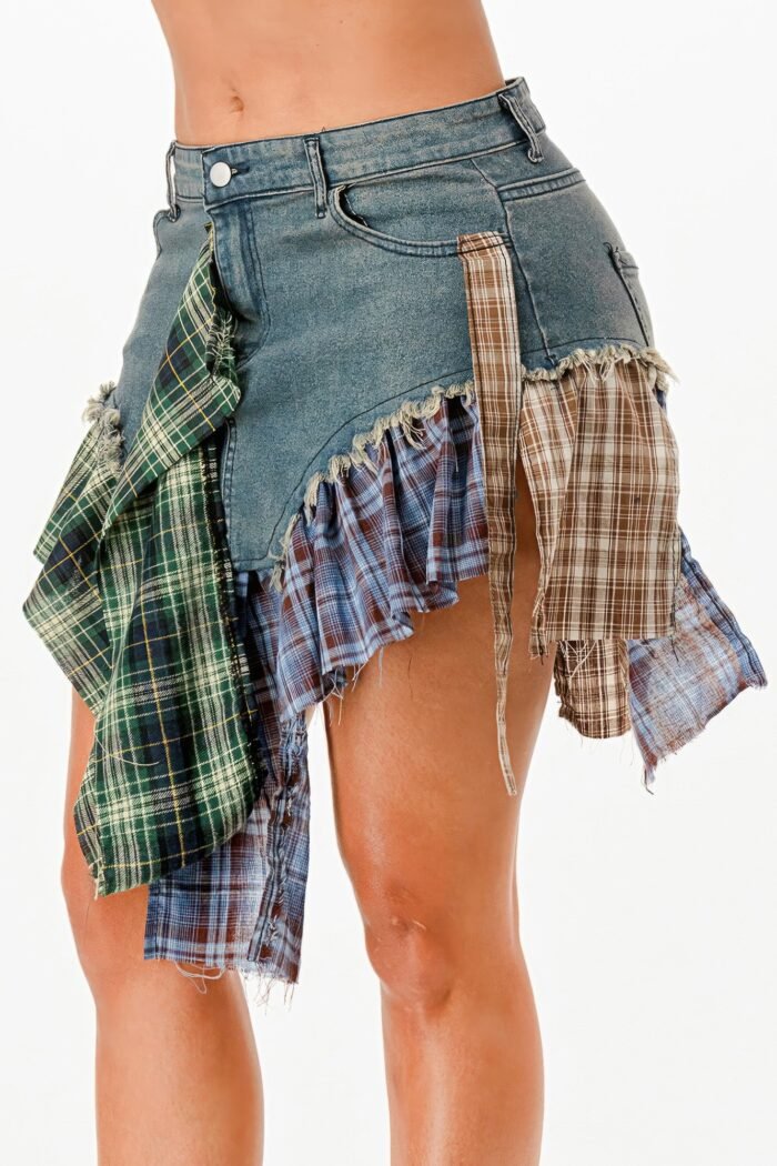 Flannel Denim Skirt - Image 7