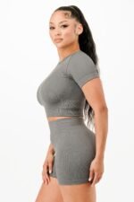 Ribbed Seamless T-shirt And Bike Shorts Set - Image 8