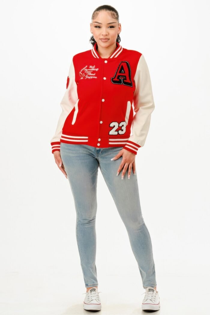 Patch Varsity Bomber Jacket - Image 11