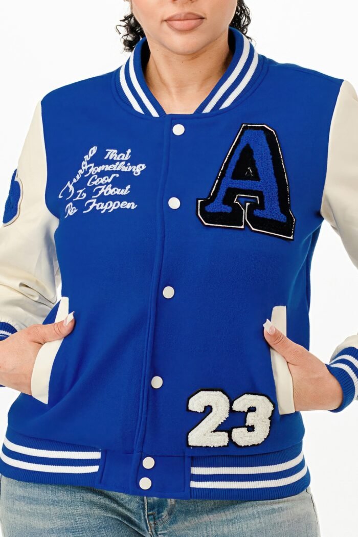 Patch Varsity Bomber Jacket - Image 8