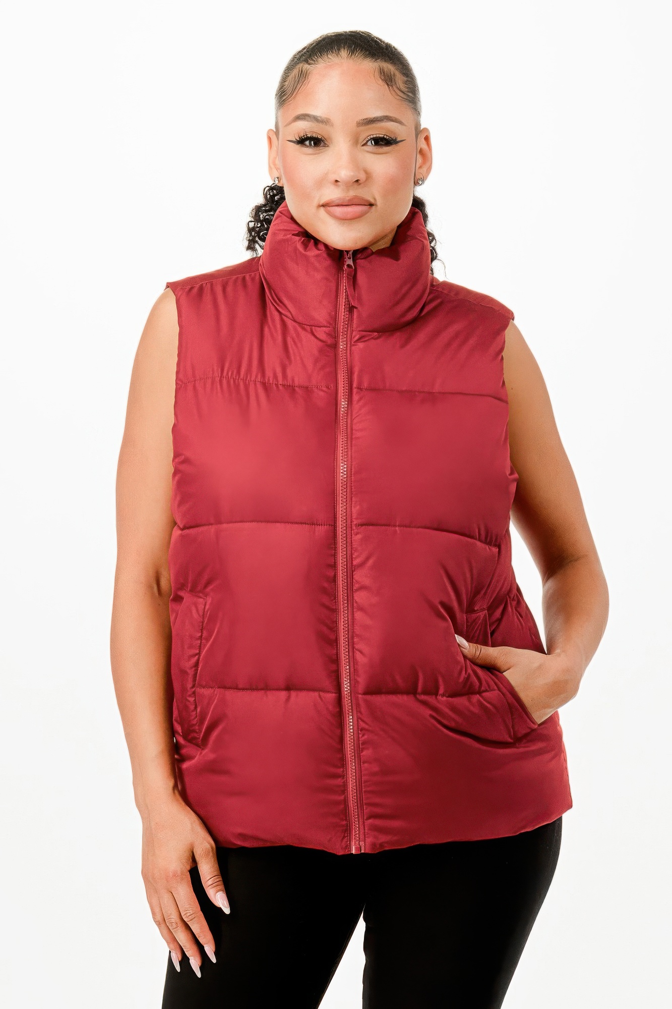 Oversized Puffer Vest – Women’s Zip-Up Stand Collar Vest UK