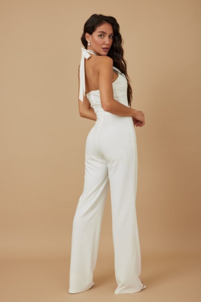 Rhinestone Ribbon Haltered Neck Jumpsuit - Image 10