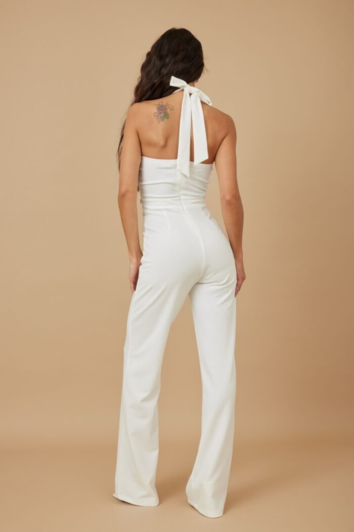 Rhinestone Ribbon Haltered Neck Jumpsuit - Image 11