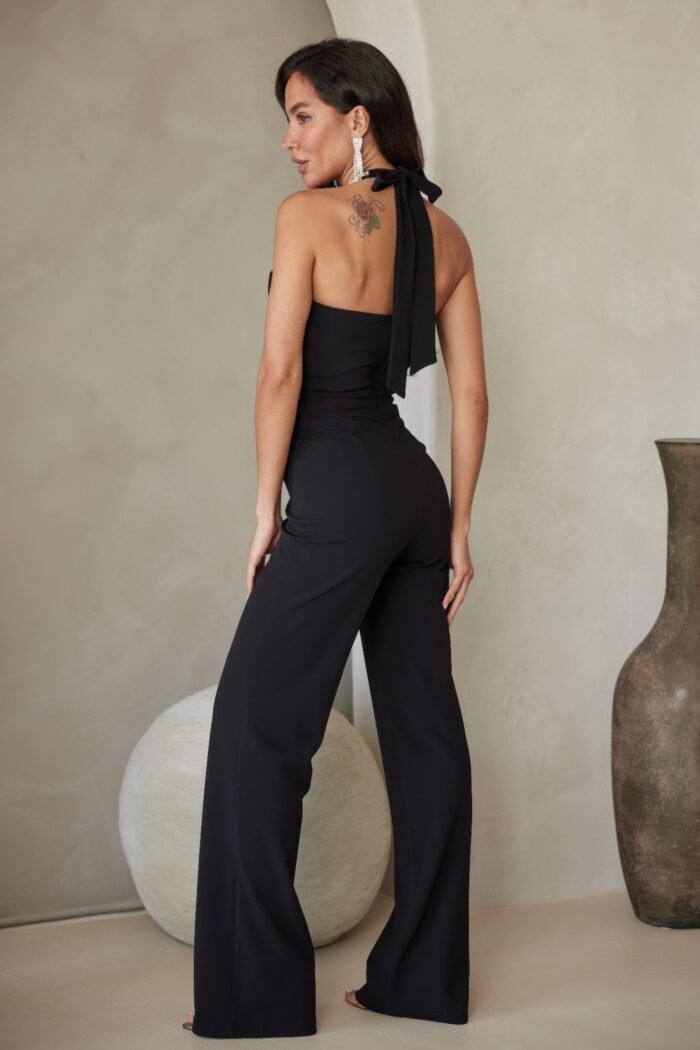 Rhinestone Ribbon Haltered Neck Jumpsuit - Image 6