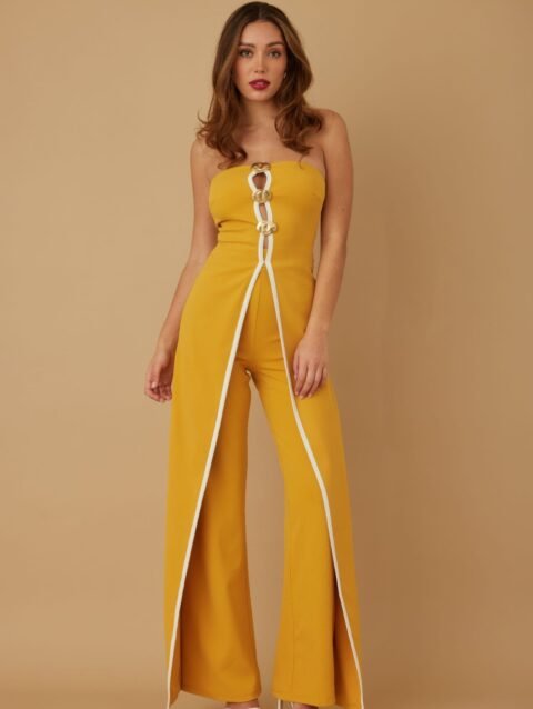 Double Flap Layer Strapless Jumpsuit
