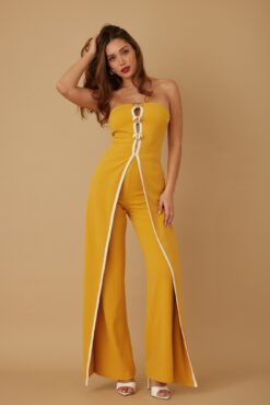 Double Flap Layer Strapless Jumpsuit