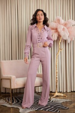 Crochet Detailed Woven Top Fashon Jumpsuit