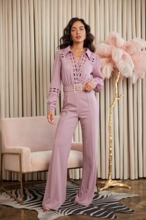 Crochet Detailed Woven Top Fashon Jumpsuit