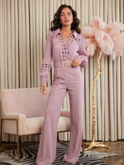 Crochet Detailed Woven Top Fashon Jumpsuit