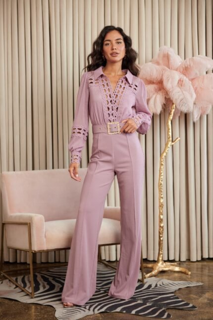 Crochet Detailed Woven Top Fashon Jumpsuit