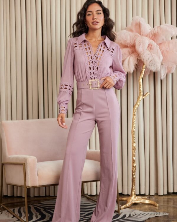 Crochet Detailed Woven Top Fashon Jumpsuit