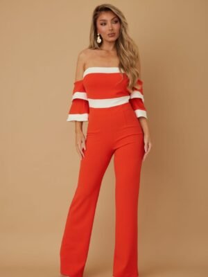 Off Shoulder Black N White Color Combo Jumpsuit Off Shoulder Black N White Color Combo Jumpsuit