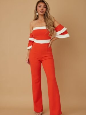 Off Shoulder Black N White Color Combo Jumpsuit Off Shoulder Black N White Color Combo Jumpsuit