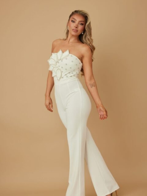 Petal Layer Flap With Rhinestones Jumpsuit
