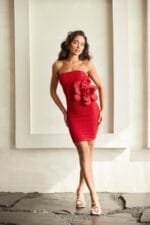 Off Shoulder Fashion Dress With 3d Flower Detail